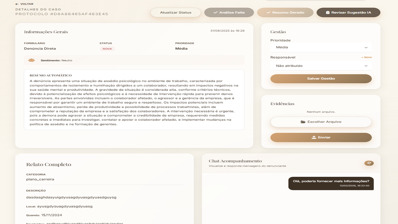 IA analisando denúncia